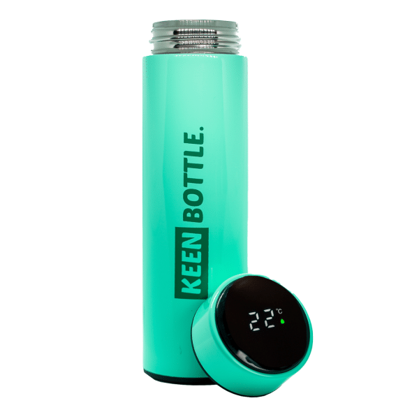 Turquoise thermosbeker met temperatuur display